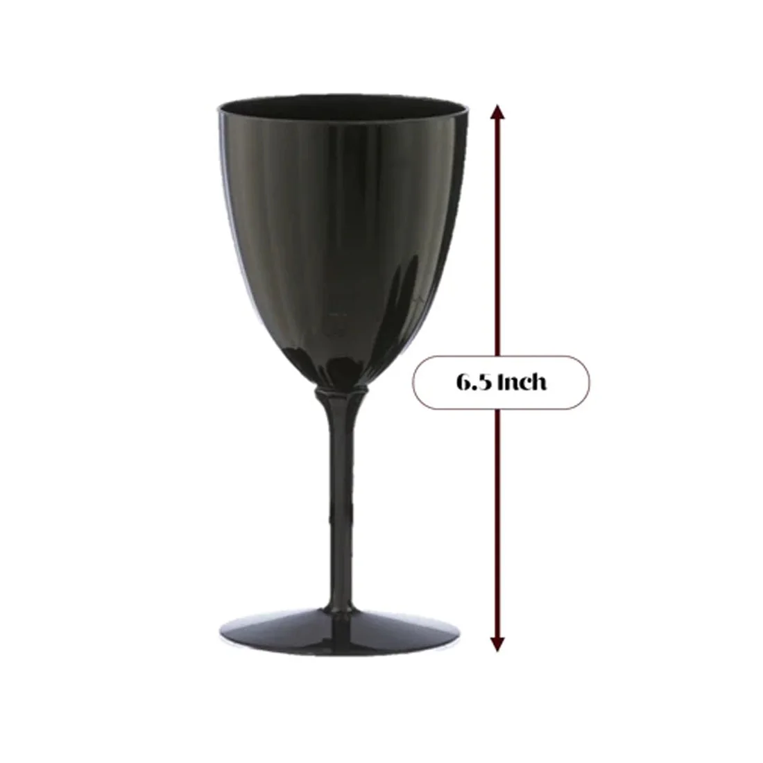 VeZee Disposable Plastic Black Wine Goblet 7 Oz Pack of 8