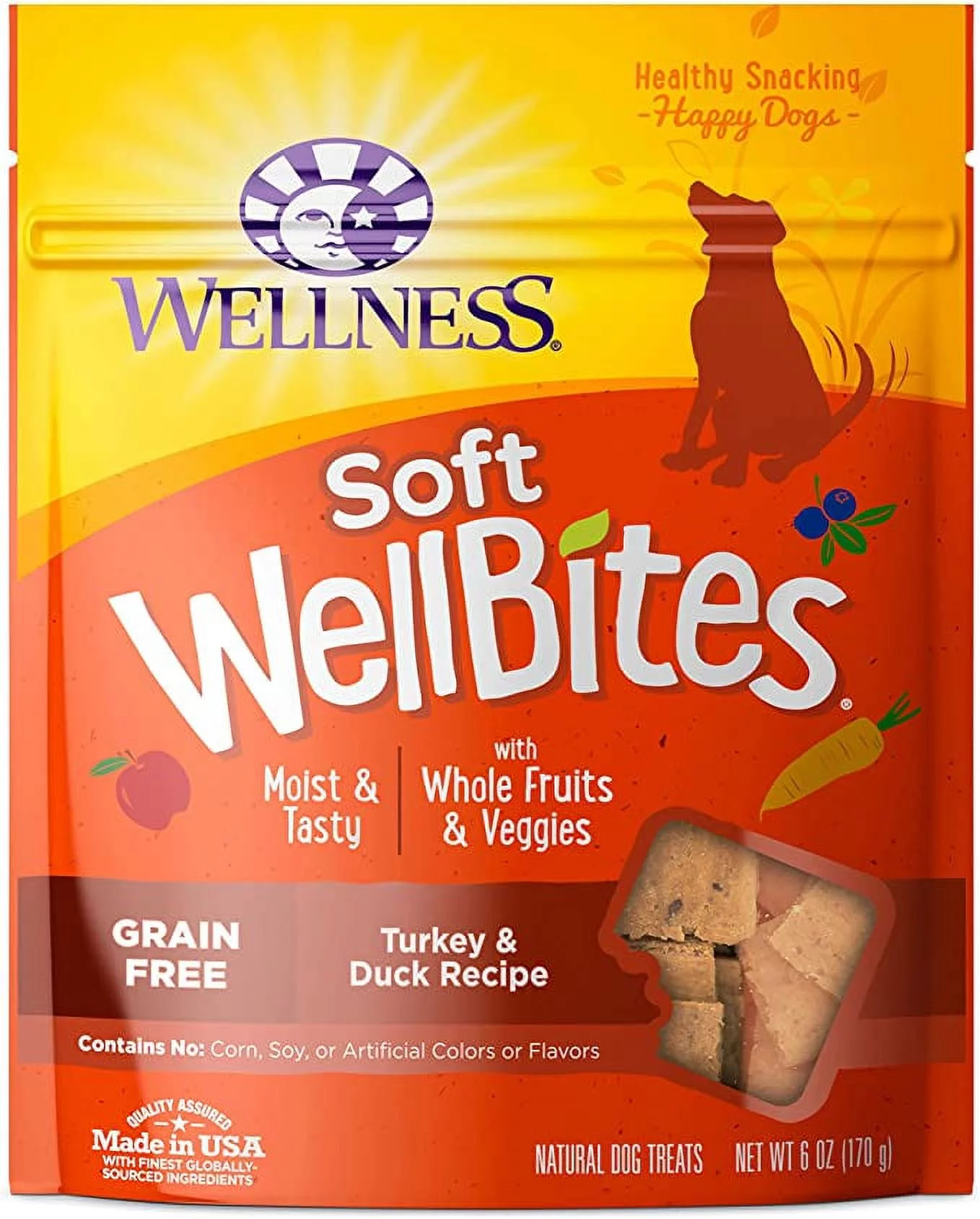 Wellness Wellbites Soft & Chewy Variety Pack (Beef & Turkey, Chicken & Lamb, Chicken & Venison, Lamb & Salmon, and Turkey & Duck, 6 ounce bags)