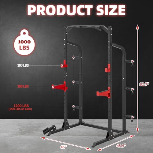 Power Rack for Home Gym, Smith-Machine with Cable Crossover for Full-Body Workout, All-in-one Trainer Equipment for Strength Training, Squat, Bench Press and Pull Up Bar