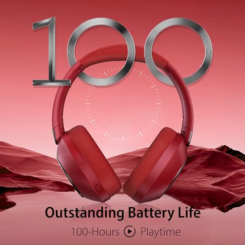 Active Noise Cancelling Headphones, 100H Playtime Headphones Wireless Bluetooth, Bluetooth Headphone with Mic, Over Ear Wireless Headphone with Deep Bass,Fast Charging for Travel