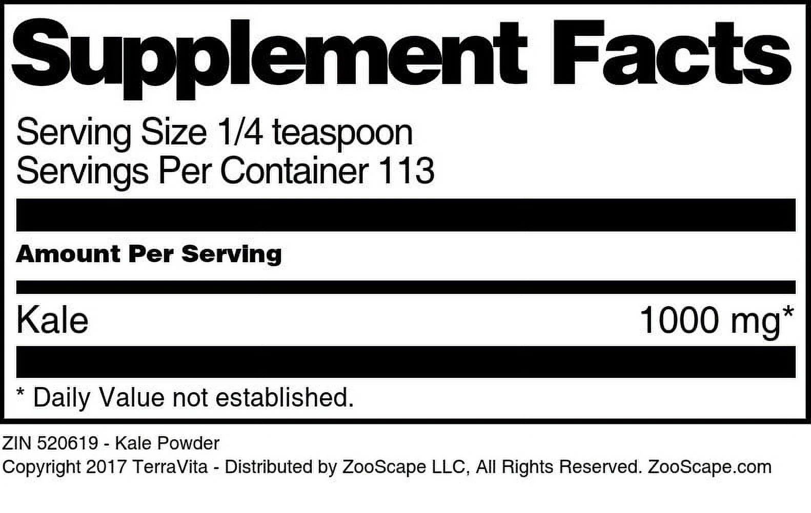 TerraVita Kale Powder, (4 oz, 1-Pack, Zin: 520619)