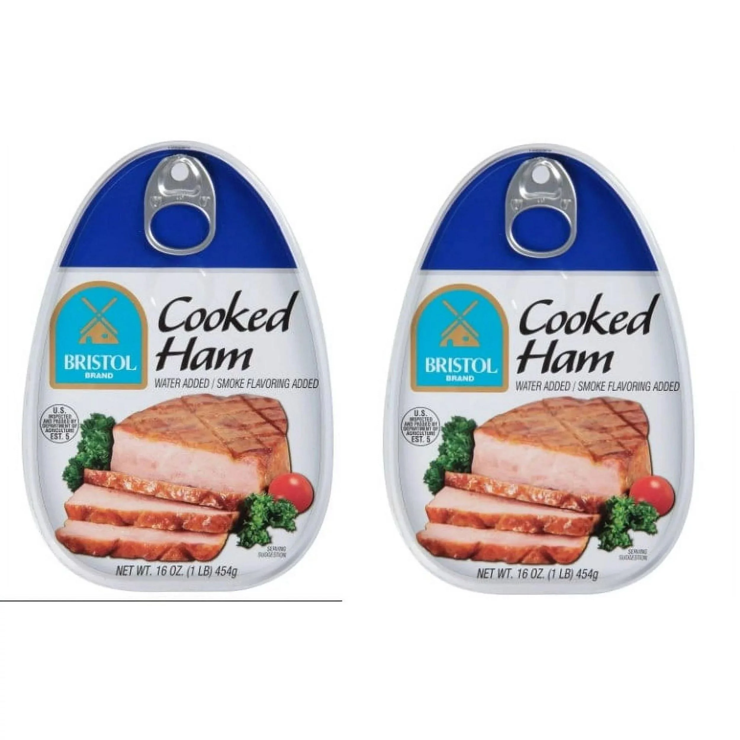 Bristol Smoke Flavor Cooked Canned Ham, 16 oz. 2 Pack Easy to Open Can