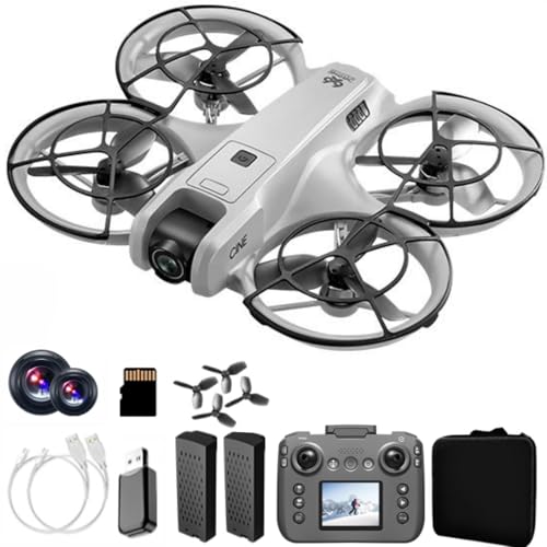 RC Drone With Display Screen, Airplane Helicopter With Dual Cameras (180° Adjustable), 360° Propeller Protection,Optical Flow Positioning, Brushless Motor, One Key Takeoff/Landing, Headless Mode, Emergency Stop,Tail LED Light, Waypoint Flight, Latera