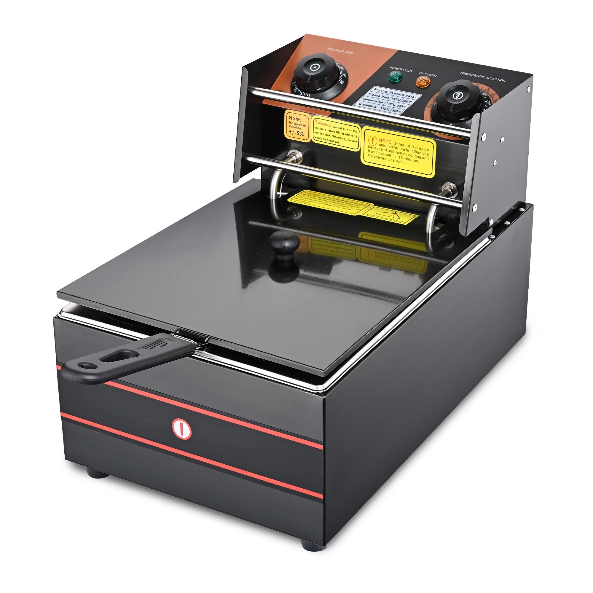 Deep Fryer,Commercial Electric Deep Fryer,Stainless Steel with Basket & Lid,Temperature Control Frying Machine,110V