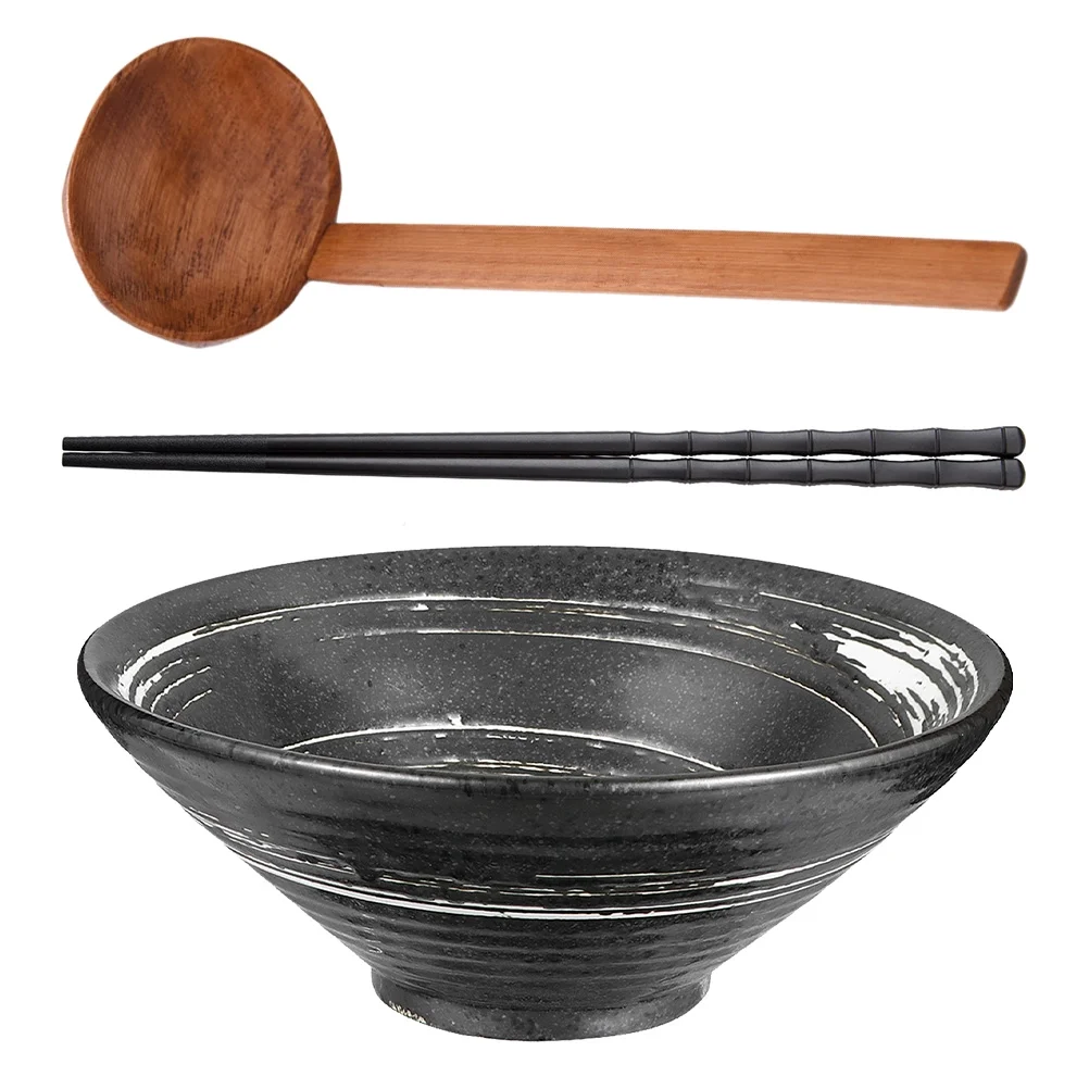 Frcolor Bowl Ramen Bowls Japanese Noodle Serving Udon Soup Ceramic Cereal Chopsticks Asian Large Soba 35Oz Set Dessert Miso