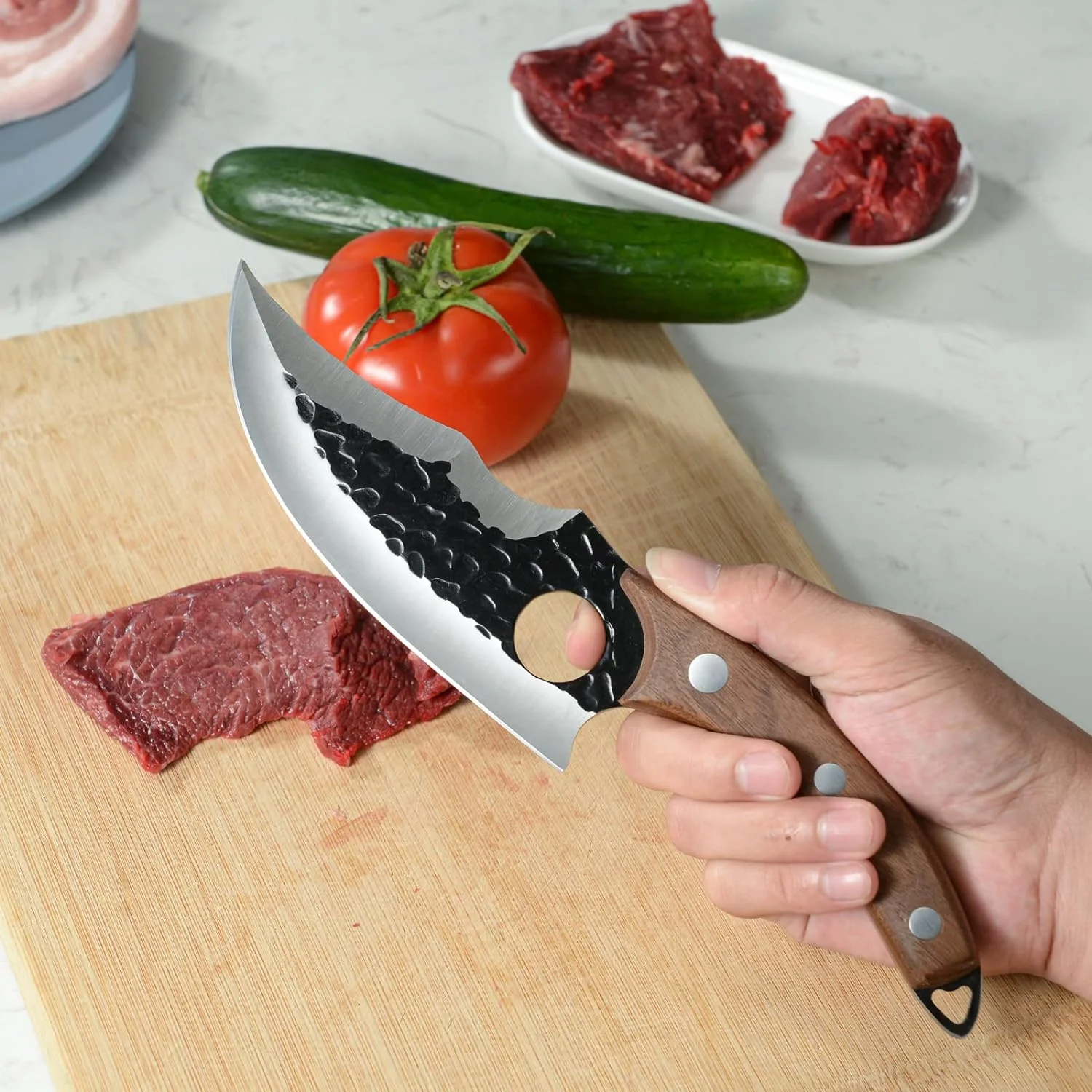 Sharp 6" Viking Knife for Meat Cutting Meat Cleaver Boning Knife, Kegani High Carbon Steel Fillet Knife