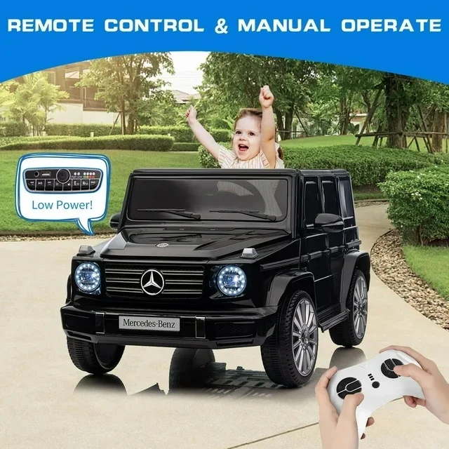 BATE 24V Licensed Mercedes-Benz G500 Powered Ride on Car , Kids Electric Ride on Toy Car 2.4G W/Parents Remote Control ,Three speed adjustable,Power display, USB,MP3 ,Bluetooth, Black