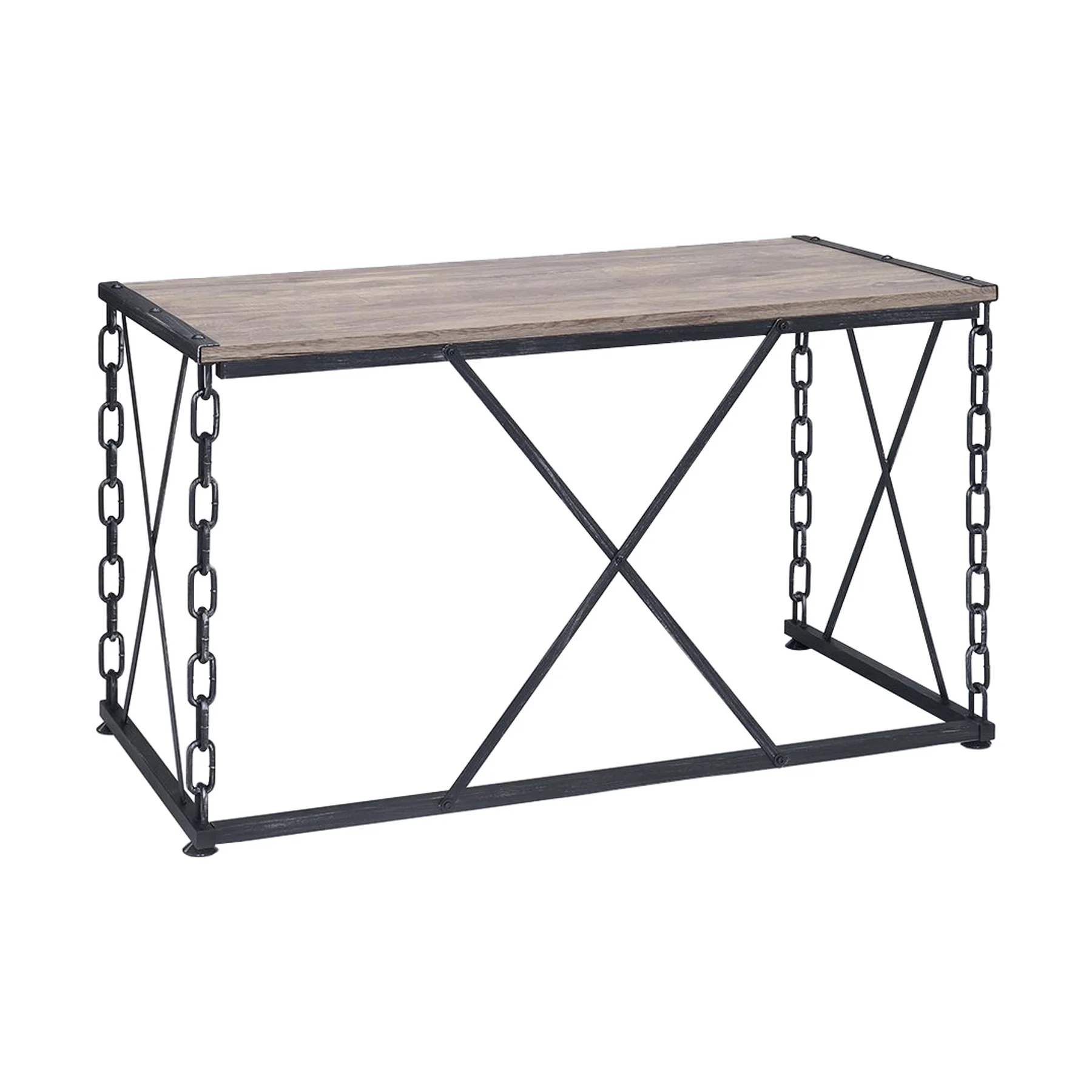 ACME Jodie Console Table in Rustic Oak & Black Finish