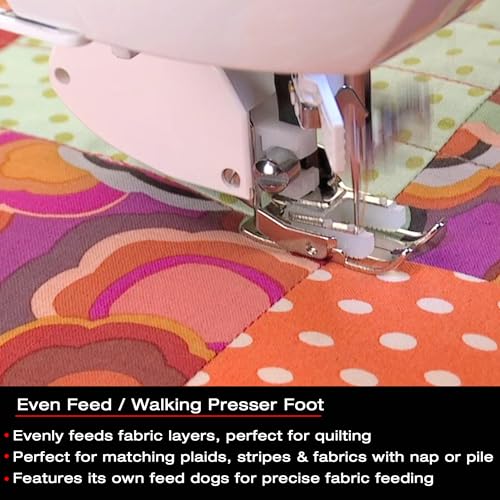 SINGER Even Feed Walking Presser Foot | Ideal for Quilting, Sewing Multiple Layers & Matching Patterns | Compatible with SINGER CA, CB, EA, MA, MB Series Sewing Machines