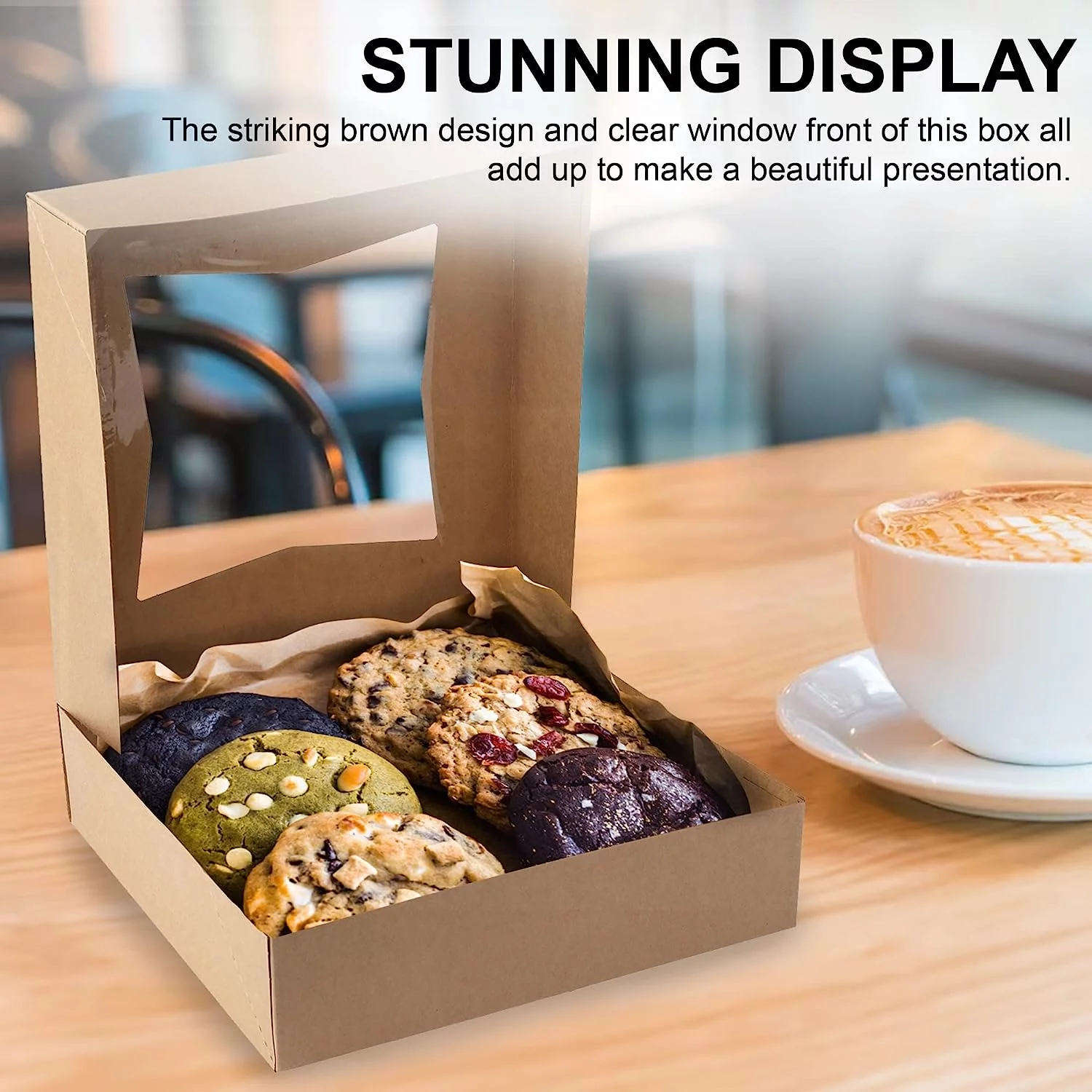 MT Products Brown Cookie Box with Window 8