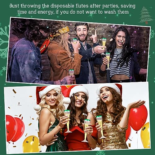 Zubebe 100 Pcs Plastic Champagne Flutes 4.5oz Classic Champagne Clear Plastic Cups Wedding Party Toasting Cocktail Cups Bulk Home Toasting Drinking Party(Blue)