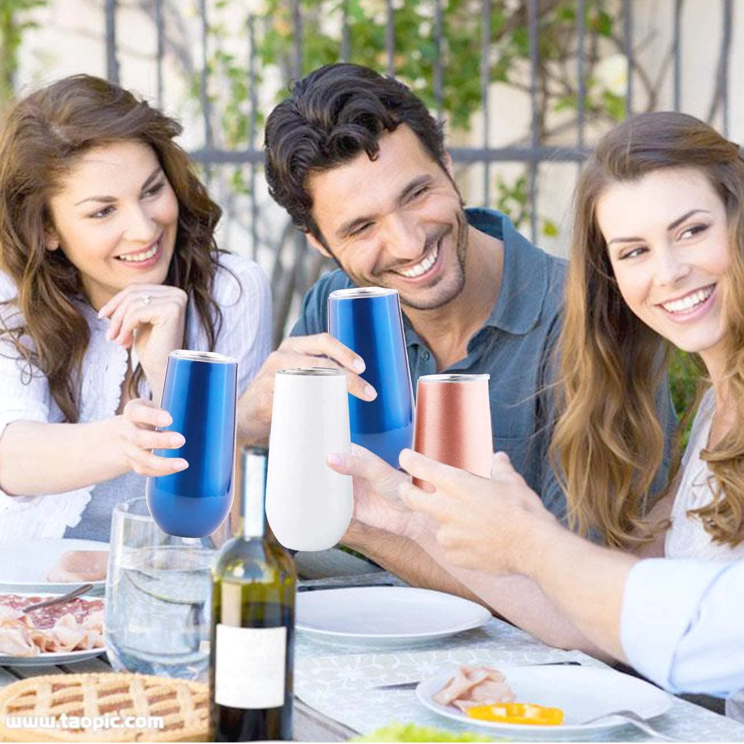 Sivaphe Champagne Toasting Flutes Stainless Steel Insulated 6 Ounce Set of 2 Little Cocktail Cups