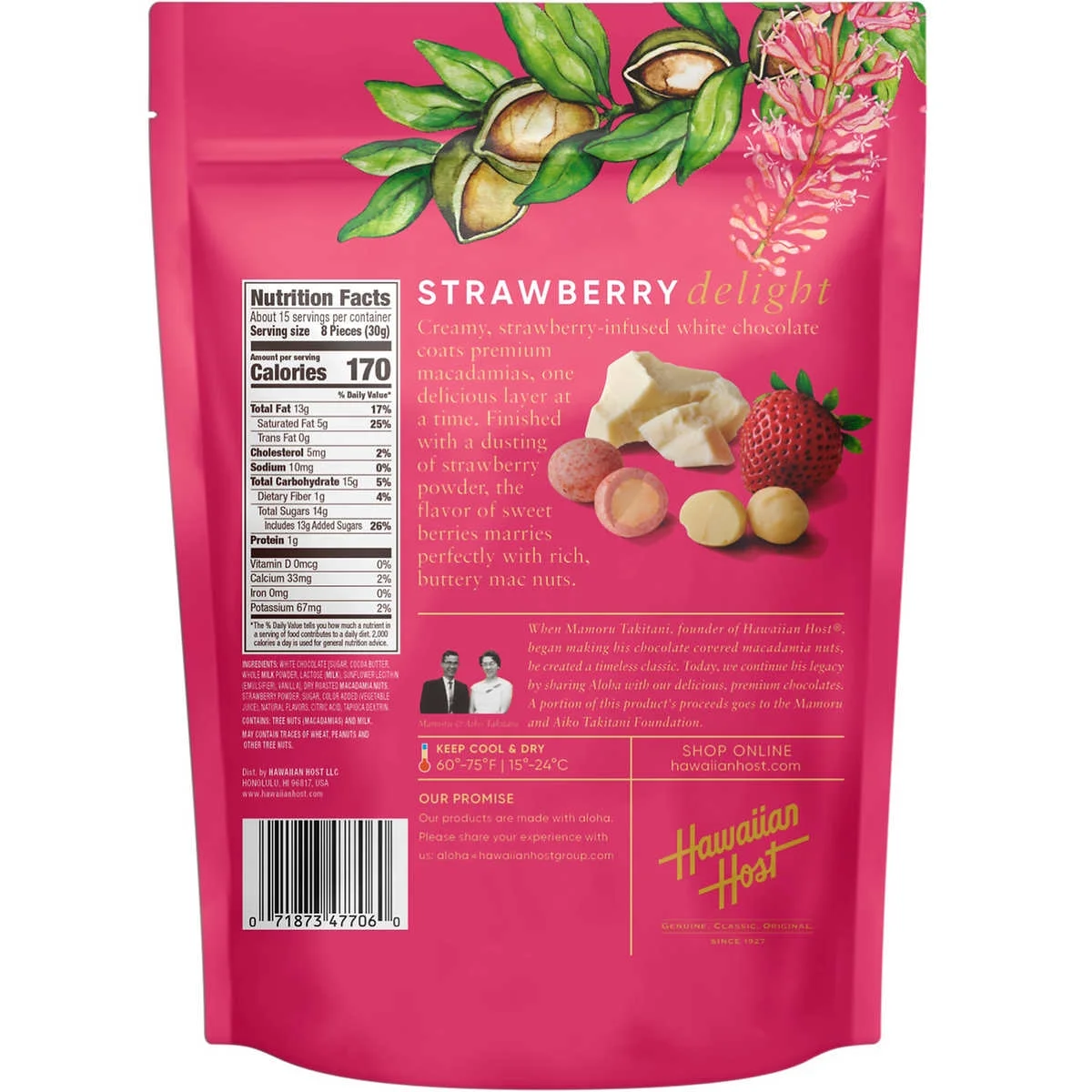 Hawaiian Host Macadamia Classic, Strawberries & Cream Macadamias Paradise Collection 16 oz (1 lb) 453g