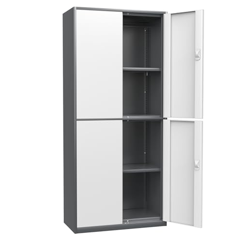Athena Collection Metal Storage Cabinet with 4 Lock Doors and 4 Adjustbale Shelves, 74
