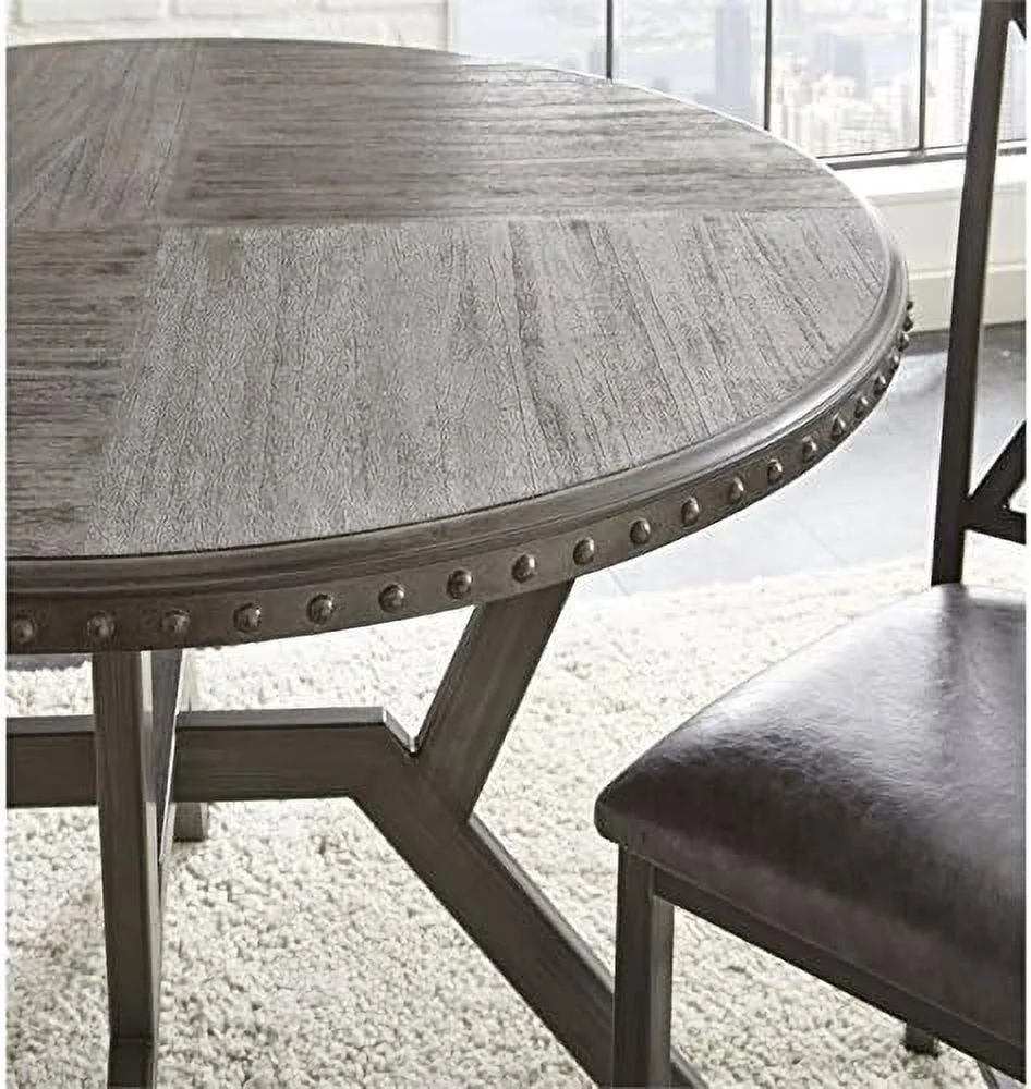Round Dining Table In Rustic Distressed Gray