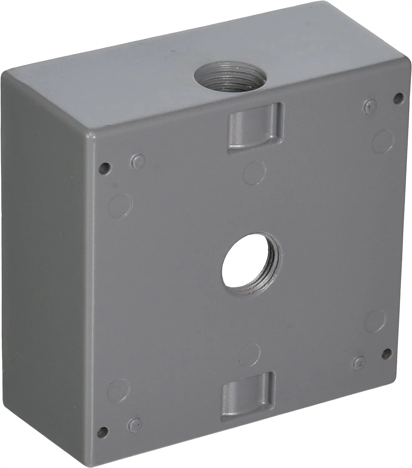 Taymac DB350S 4-1/2-Inch X 4-1/2-Inch Gang 2-Inch Deep Weatherproof Box, 1/2-Inch Outlets, Gray