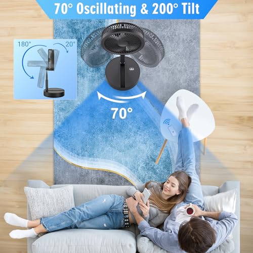 LIPETY Portable Foldable Rechargeable Oscillating Fan - 9
