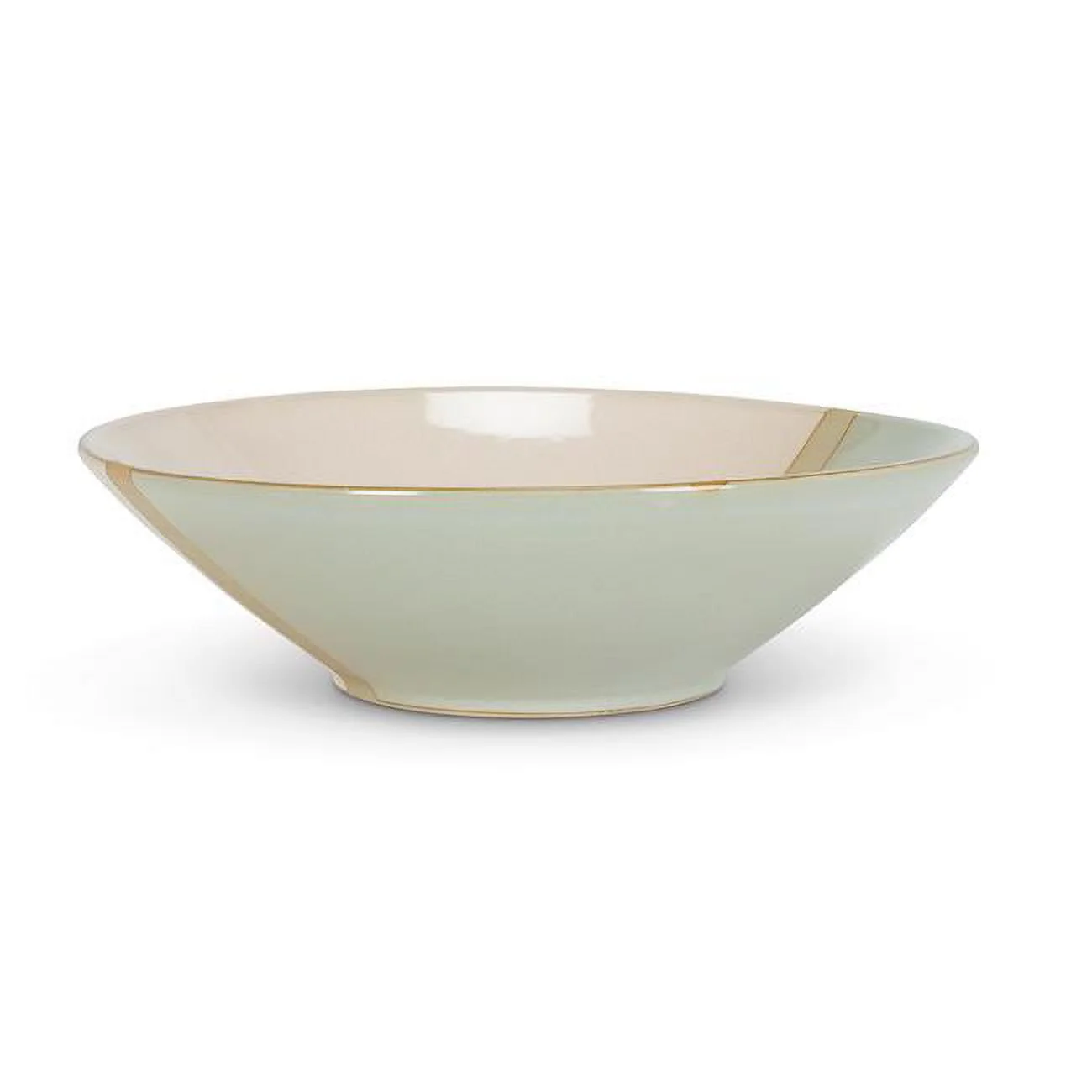 Abbott Collection AB-27-POTTERY-BOWL 10 in. Rustic Style Shallow Bowl, Pink & Blue - Large