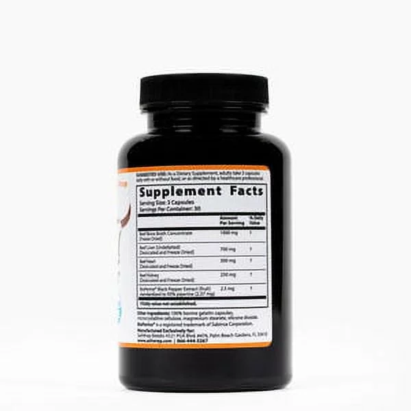 SaltWrap Organ Therapy - Grass Fed Beef Organ Meat Complex Supplement with Organic Bone Broth Concentrate (Desiccated Beef Liver, Heart, Kidney and Bone Broth Capsules with BioPerine)