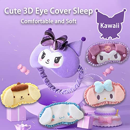 Kawaii Sleep Eye Mask for Girl & Womens Sleep Mask Cute Cartoon Soft Plush Eye Cover Headband Kids Eyeshade Birthday Christmas Gifts