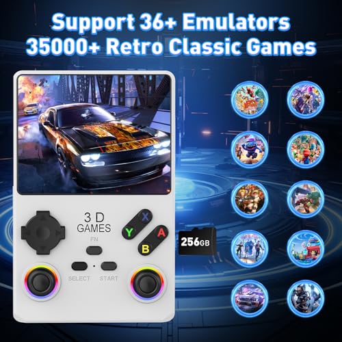 V40 PRO Upgraded Retro Handheld Game Console, Built in 35,000+Classic Games, 36+Simulators, Linux System, 3.5-inch 4K HD IPS Screen Video Player, 256GB TF Card, Portable Pocket Arcade Console (Black)