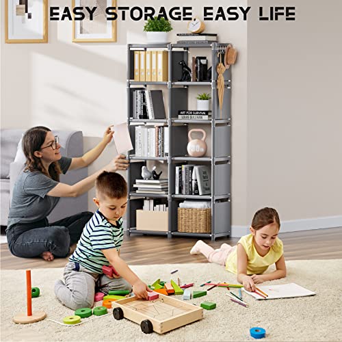 Mavivegue Book Shelf, 12 Cube Storage Organizer, DIY Bookcase, Metal Bookshelf,Tall Book case for Bedroom, Living Room,Office,Closet, Black Cubicle Rack