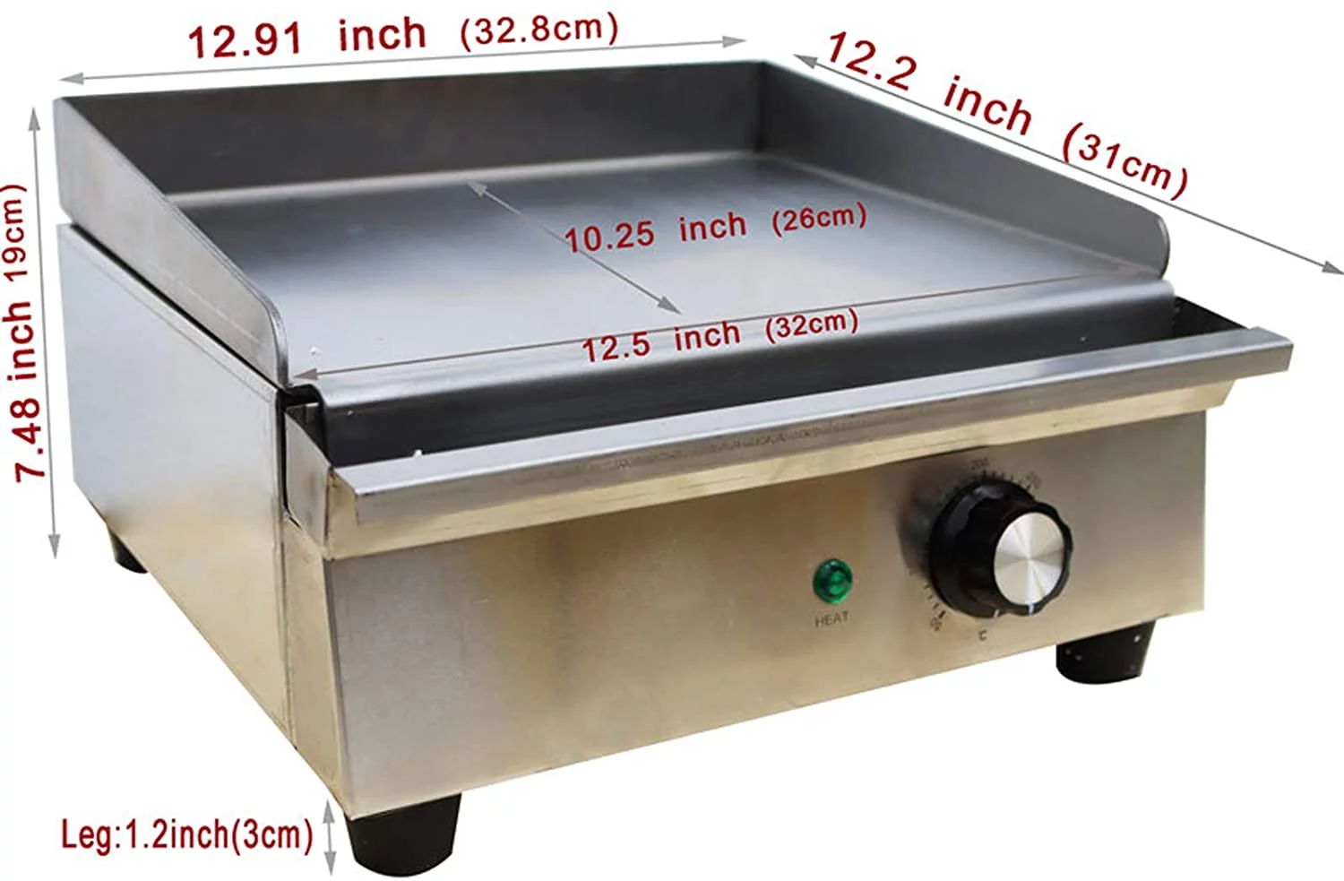 INTSUPERMAI Commercial Countertop Flat Cooking Griddle Electric Snack Grill Stainless Steel