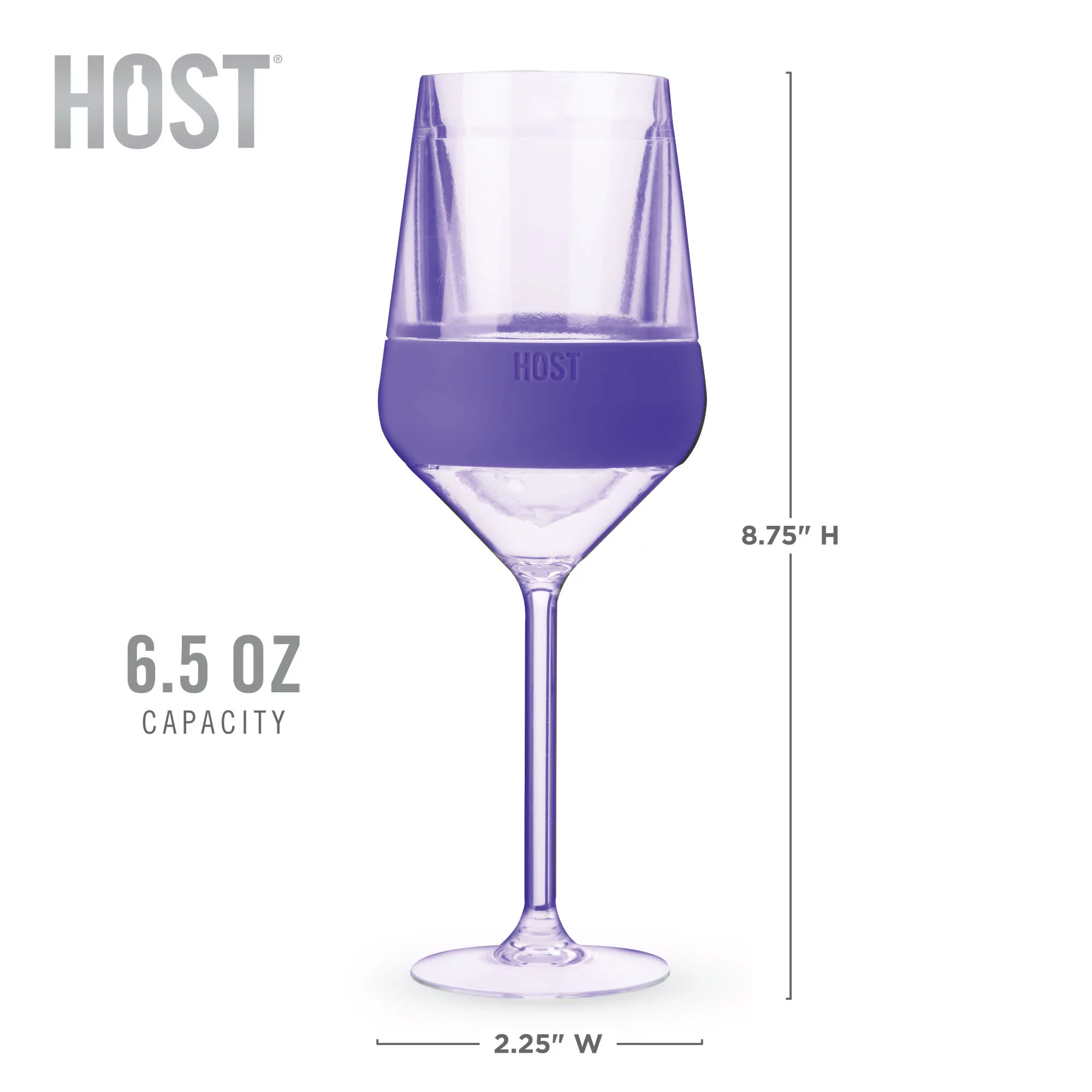 Host Wine Freeze Double-Walled Stemmed Wine Glasses Freezer Cooling Cups with Active Cooling Gel and Insulated Silicone Grip, 6.5 Oz Plastic Tumblers, Tinted, Set of 4