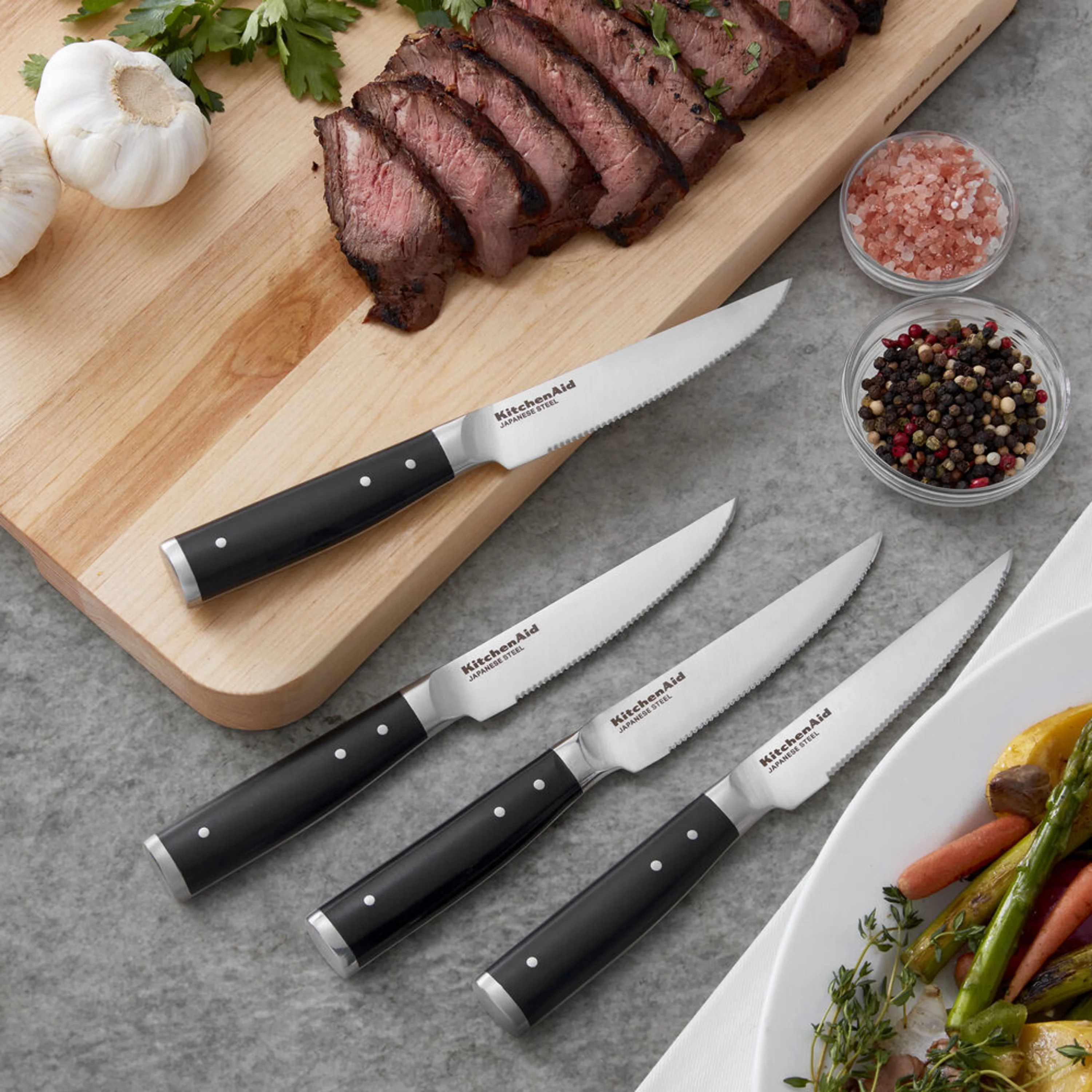 Kitchenaid Gourmet 4-piece Forged Tripe-Rivet Steak Knife Set, Black