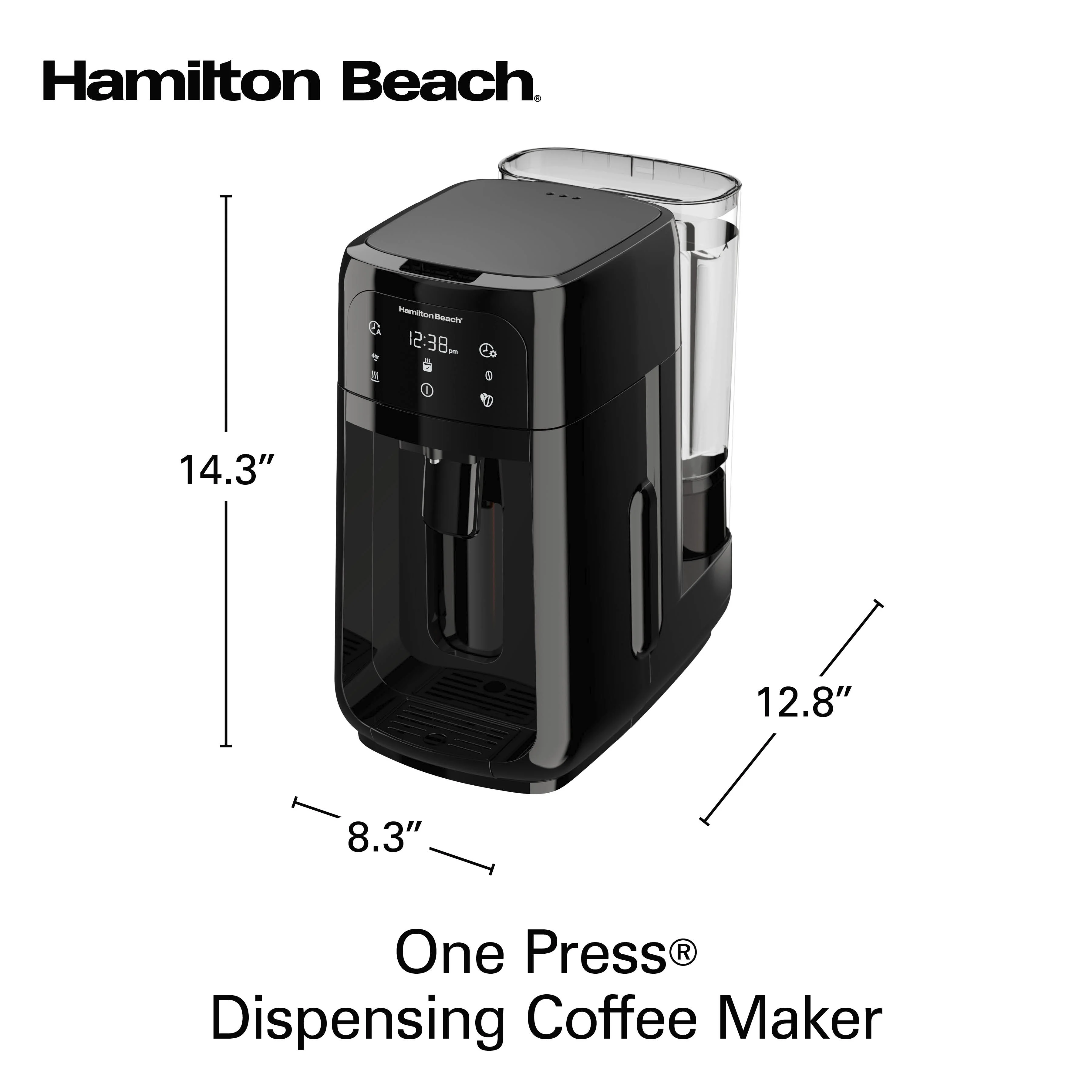 Hamilton Beach One Press Dispensing Coffee Maker, 12 Cup Capacity, Black, 47600