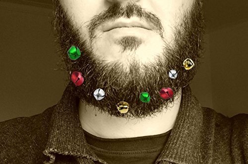 Jingle_Beard! 12-Pack Mini Christmas Beard Ornaments, Assorted Colors (for Hair, Beards, and More!) (Bells with Bobby Pins)