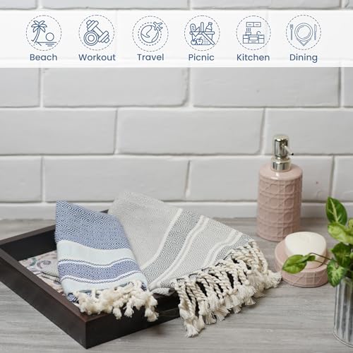 The Fine Living Co. 100% Cotton Merry Christmas Kitchen Towels, 18'x28' Set of 2 (Cherry Red & Green)