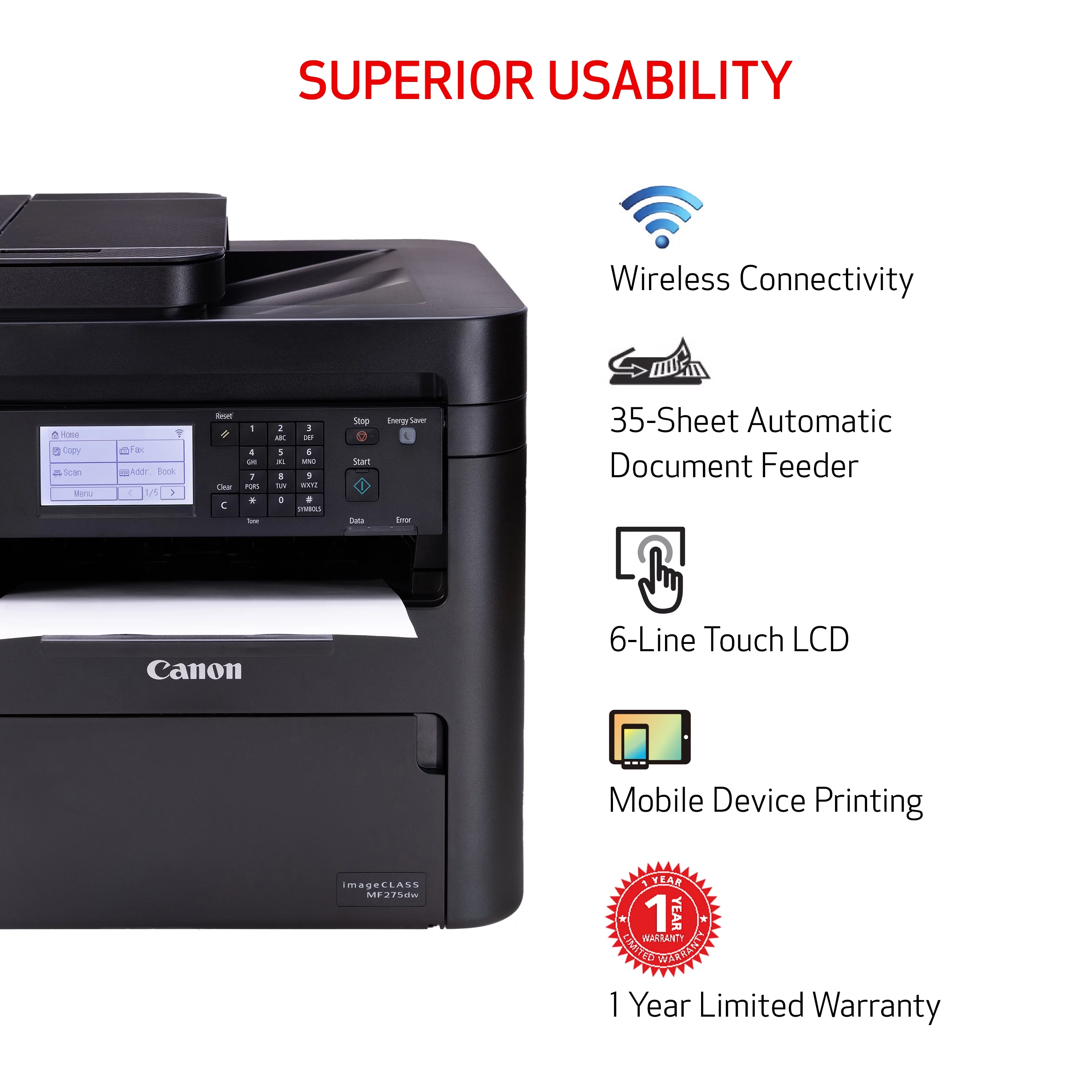 Canon imageCLASS MF275dw - Wireless, Duplex Laser Printer