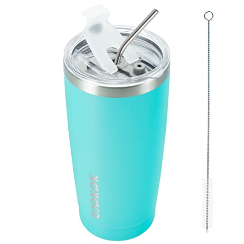 BJPKPK Insulated Tumbler 20 oz Stainless Steel Coffee Travel Thermal Cup With lids And Straws,Light Pink