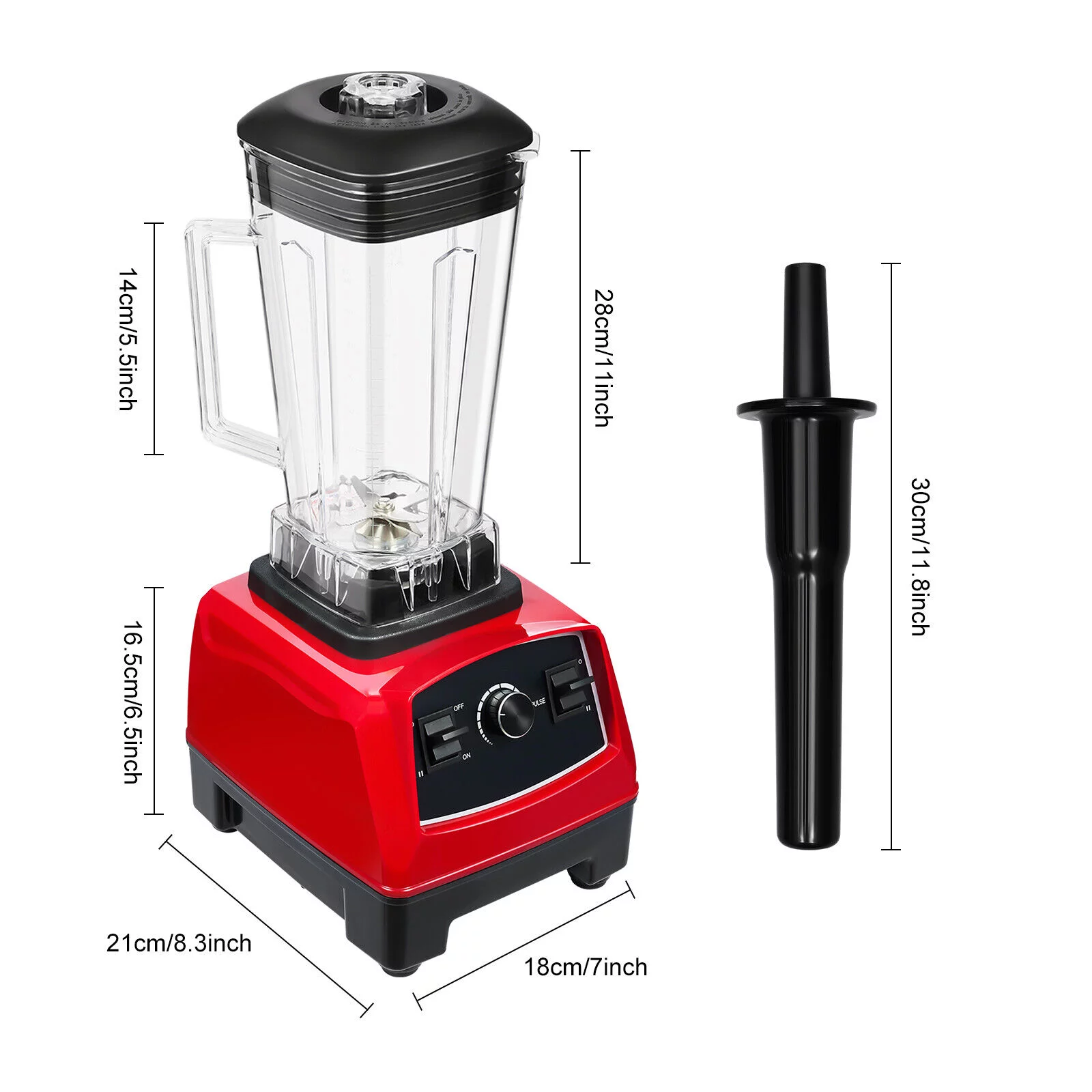 Oukaning 2L 2200W Crushing Blender Electric Mixer 45000 Rpm High Speed Blender(Red)