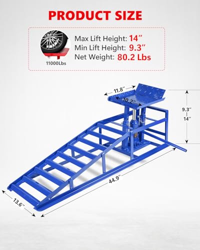 Hydraulic Car Ramps, 5T 11000lbs Low Pro-File Car Lift Service Ramps, Heavy Duty Steel Hydraulic Vehicle Ramps for Car Truck Trailer Garage Repair - 2 Pack