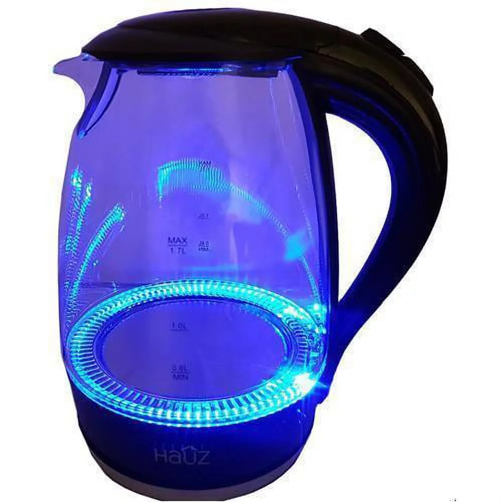 Hauz AKL4455 LED Illuminated Black Glass Kettle 7 Cups 1.7 Liters