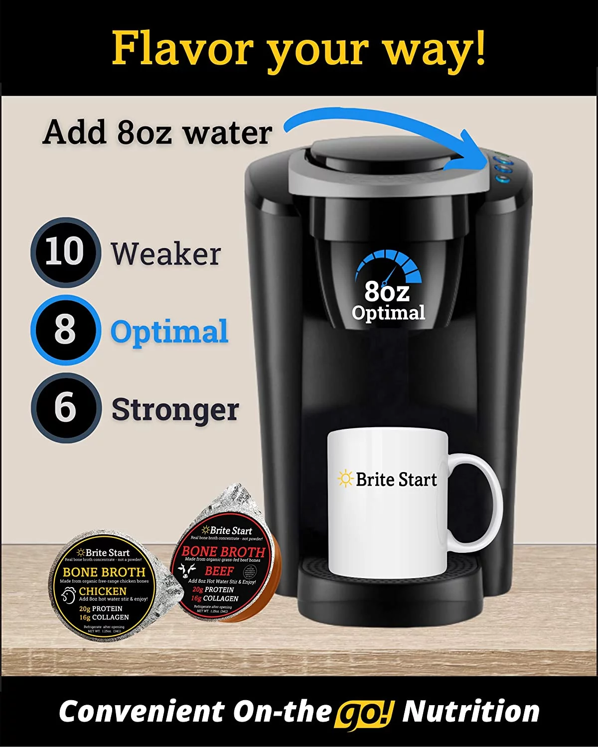 Brite Start Bone Broth Single Serve Concentrate - Beef - 4 Count