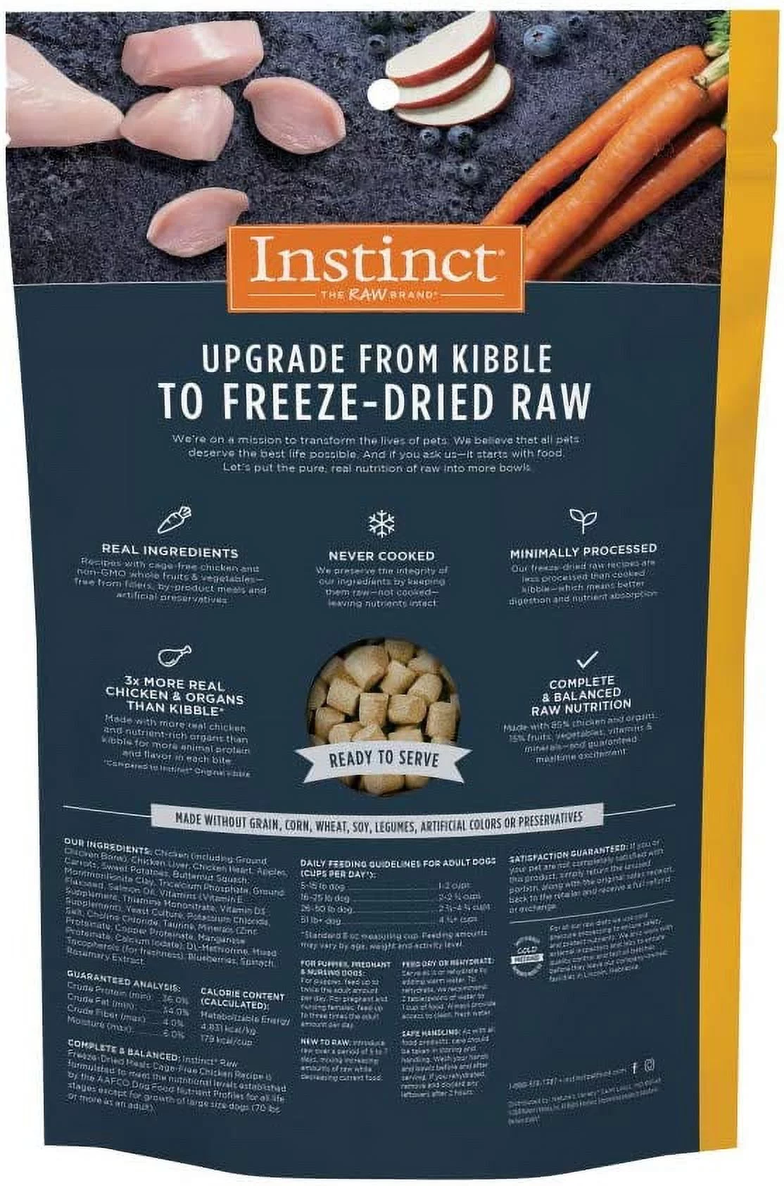Freeze Dried Raw Meals Grain Free Cage Free Chicken Recipe Dog Food, 9.5 oz. Bag