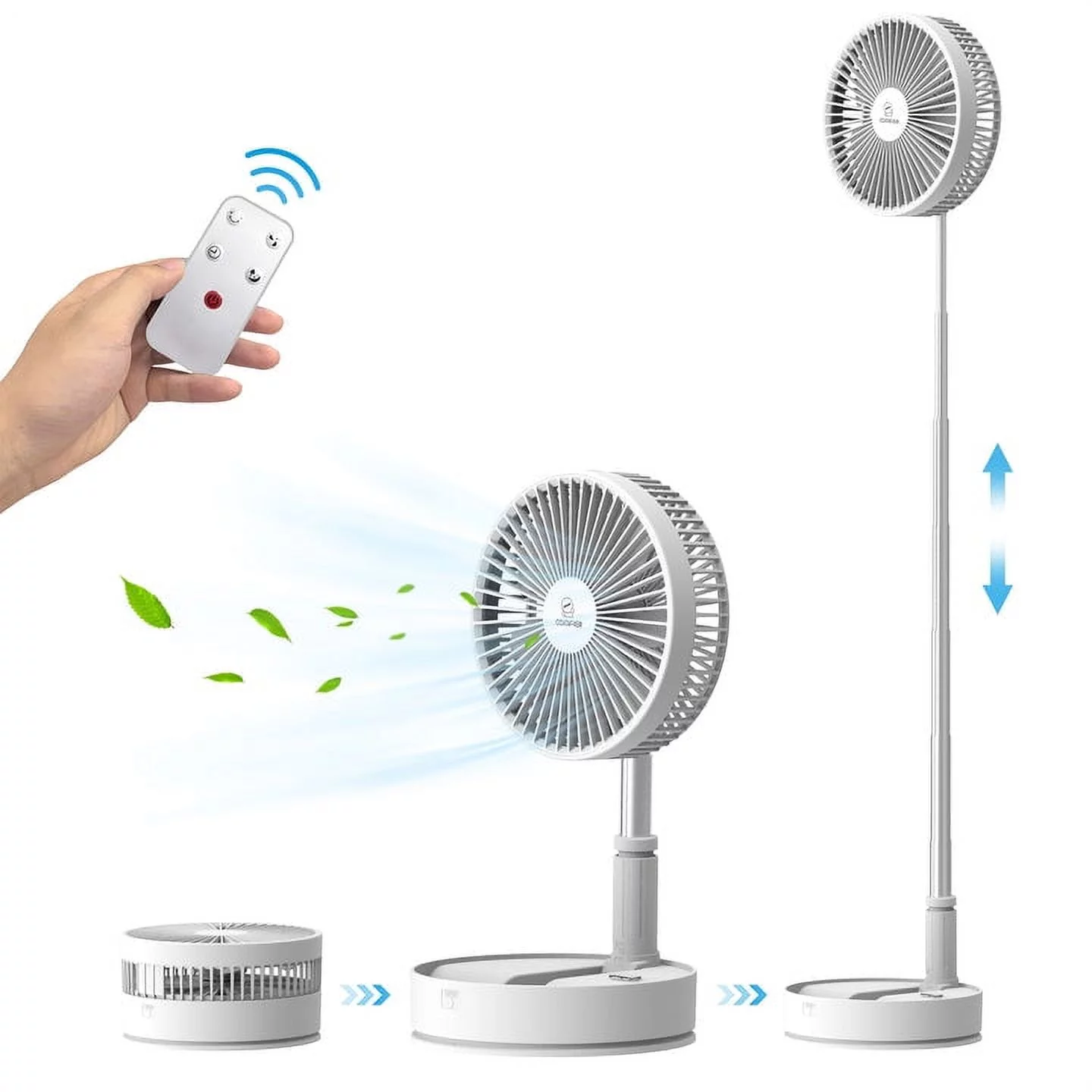 Comfier Cordless Foldable Portable Fan, Electric Household Table Desk Fan, Remote Control Floor Standing Fan