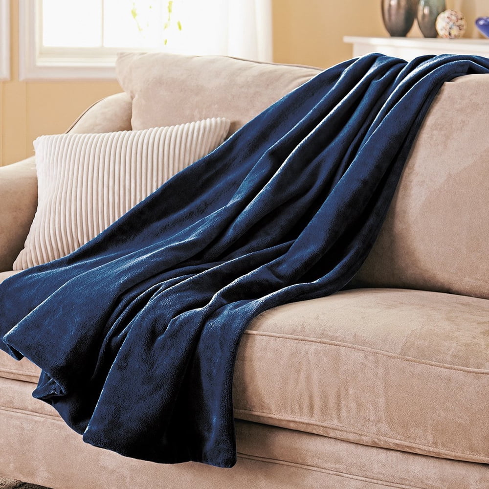 Sunbeam Heated Throw Blanket  Microplush, 3 Heat Settings, Royal Blue - TSM8TS-R505-25B00