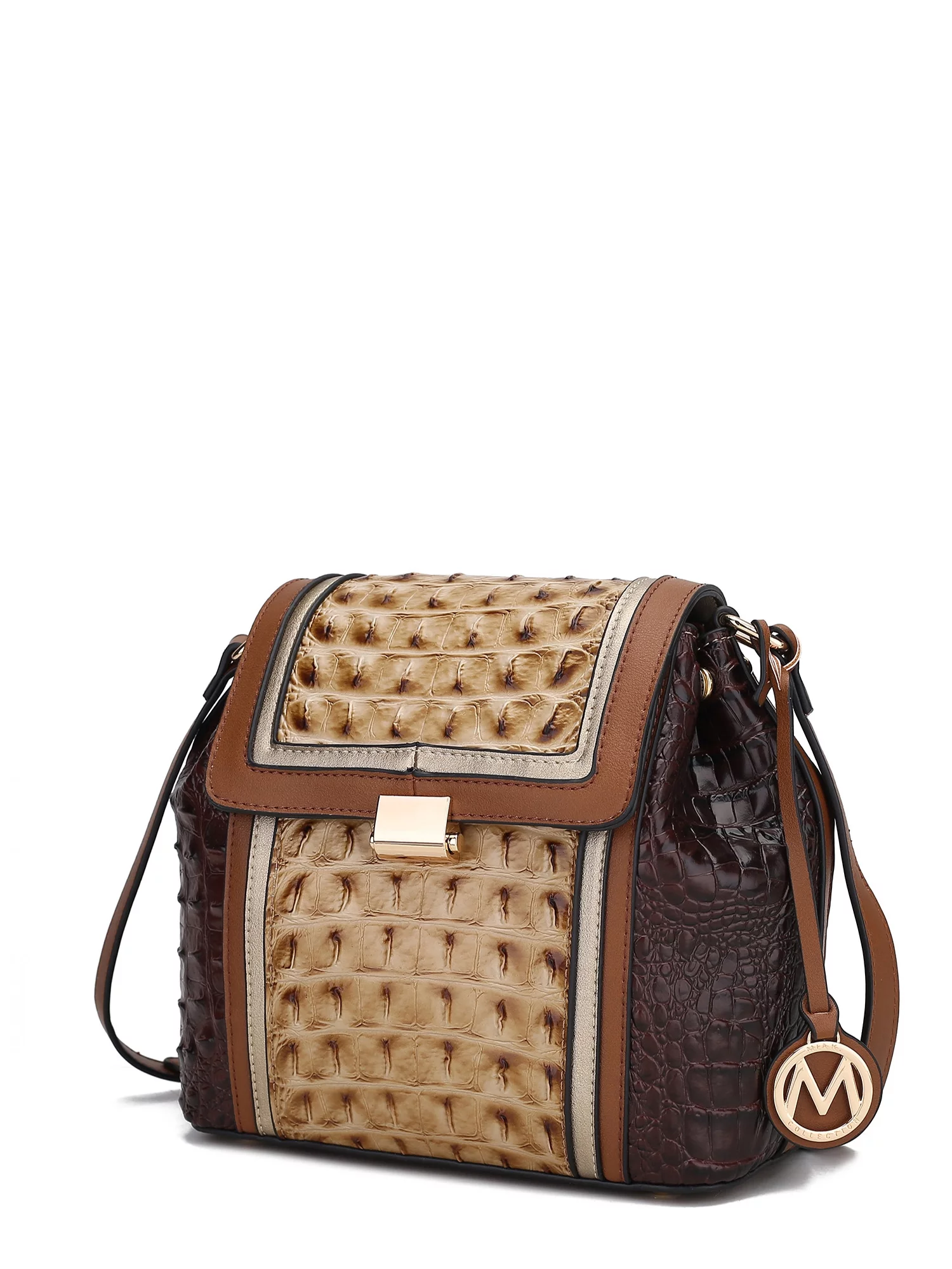 MKF Collection Jamilah Vegan Leather Women's Shoulder Bag by Mia K., Brown Combo