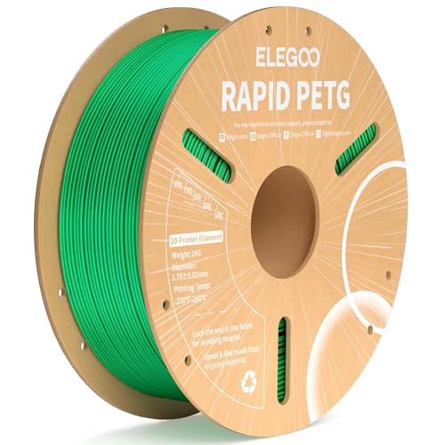 ELEGOO Rapid PETG Filament 1.75mm Bundle 4KG, High Speed 30-600mm/s 3D Printer Filament Accuracy +/- 0.02 mm, 1kg Cardboard Spool(2.2lbs) Fits for Most FDM 3D Printers(Blue,Green,Orange,Yellow)