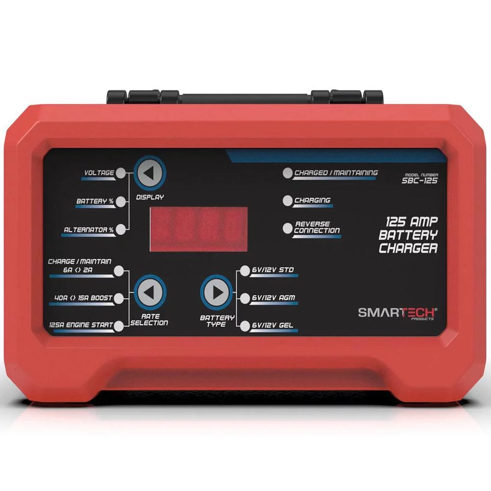 SMARTECH 6-Volt/12-Volt Shelf Automotive Battery Charger, Maintainer SBC-125