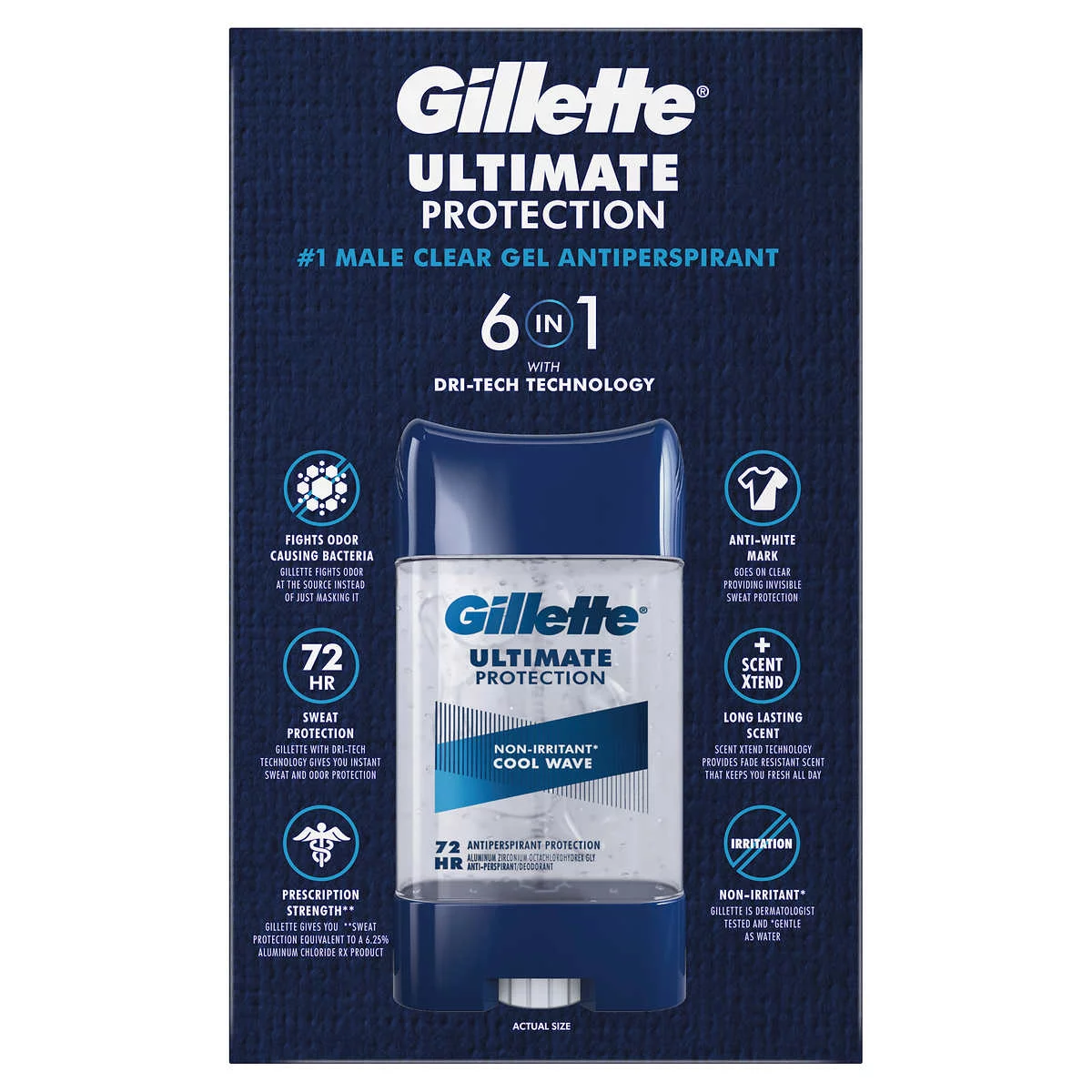 Gillette Ultimate Protection 6-in-1 Antiperspirant, 3.8 oz, 5-Pack
