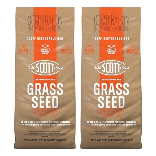 O.M. Scott and Sons Tall Fescue Blend Grass Seed, Fertilizer and Soil Improver, Naturally Crowds Out Weeds, Covers Up to 2,000 sq. ft., 8 lbs.