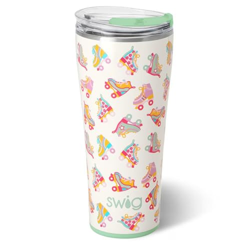 Swig Life 32oz Insulated Tumbler, Travel Coffee Tumbler with Lid, Cup Holder Friendly, Stainless Steel Travel Coffee Mug, Glitter Tumbler, Glitter Gifts (Confetti)
