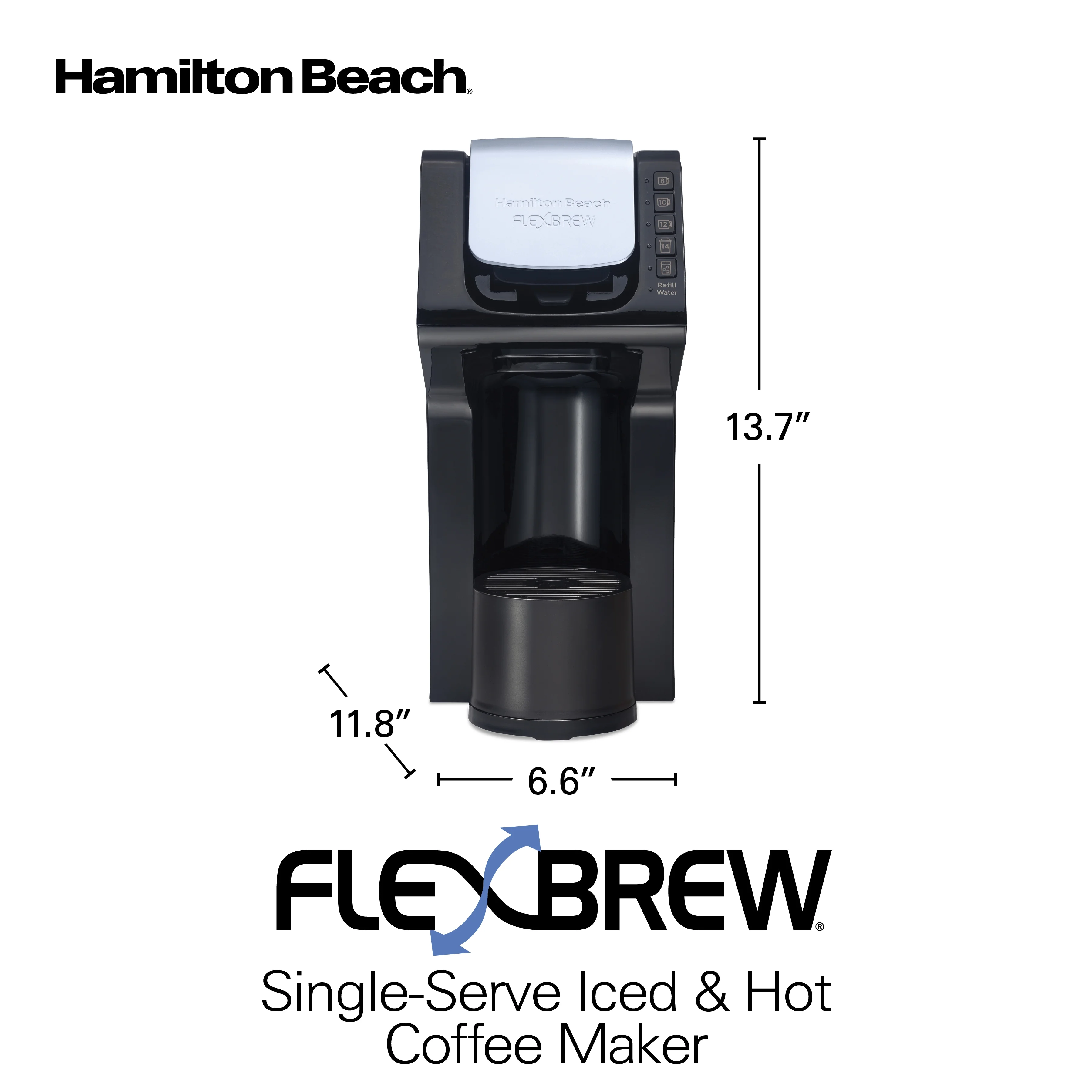 Hamilton Beach FlexBrew Single-Serve Iced & Hot Coffee Maker, Removable 50 oz. Water Reservoir, Black, 49921