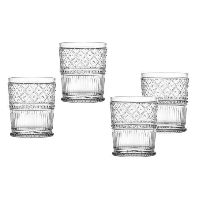 Godinger  Claro Double Old Fashion Glass, Clear - Set of 4