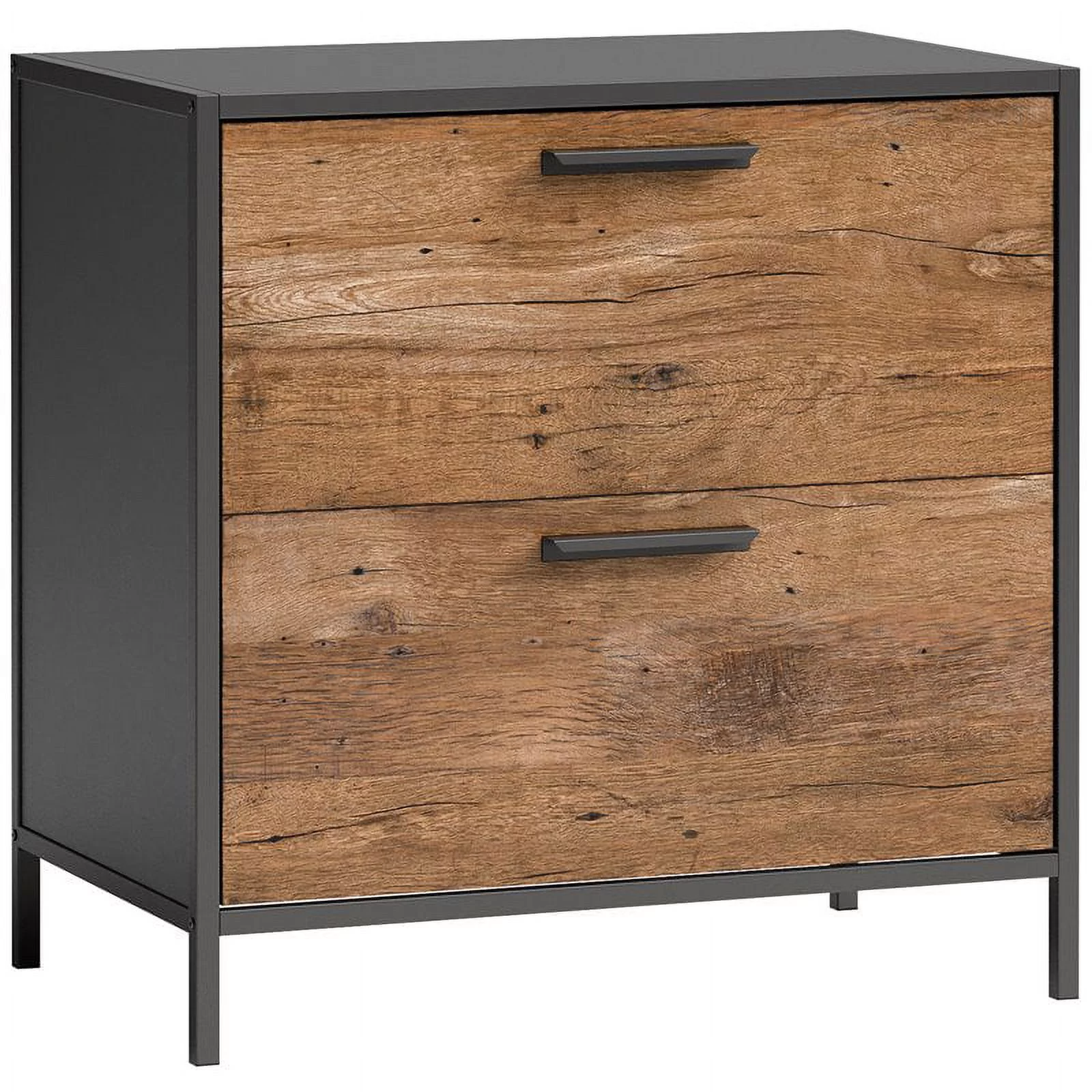 Pemberly Row Engineered Wood Lateral File Cabinet in Vintage Oak/Black